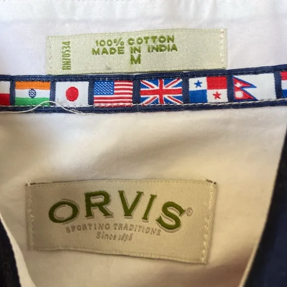 Orvis Colorblock Men's Shirt sz M Red, White, and Blue - Picture 4 of 4
